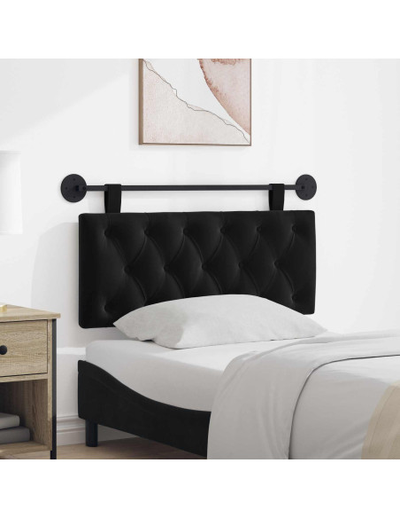 Testata appesa Montaggio a parete Nero 110 x 55 x 7 cm Velluto