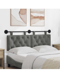 Testata appesa Grigio scuro 130 x 55 x 7 cm Velluto