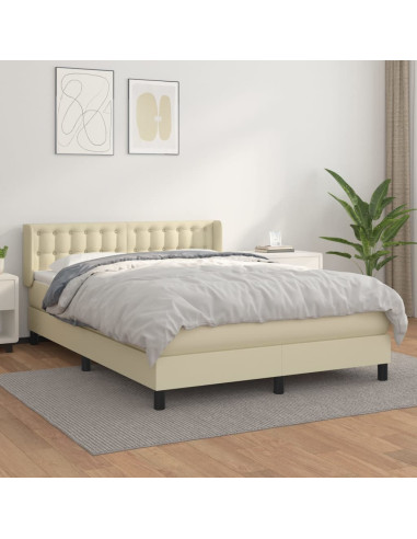 Giroletto a Molle con Materasso Crema 140x190 cm in Similpelle