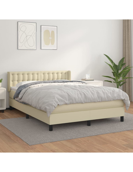 Giroletto a Molle con Materasso Crema 140x190 cm in Similpelle