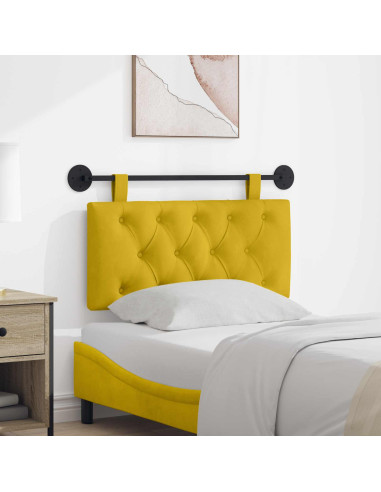 Testata appesa Montaggio a parete Giallo 90 x 55 x 7 cm Velluto