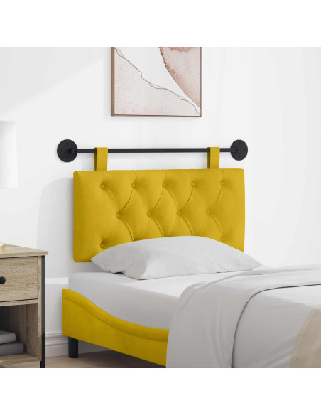 Testata appesa Montaggio a parete Giallo 90 x 55 x 7 cm Velluto