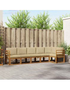 Set di divani da esterno con cuscino 6 pcs Naturale e Beige