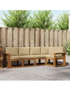 Set di divani con cuscino 5 pcs Naturale e Beige