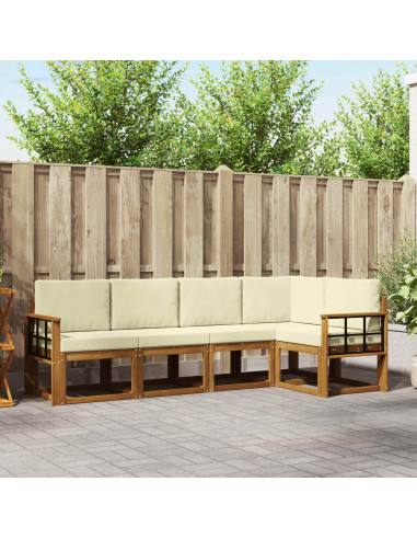 Set di divani con cuscino 5 pcs Naturale e Crema