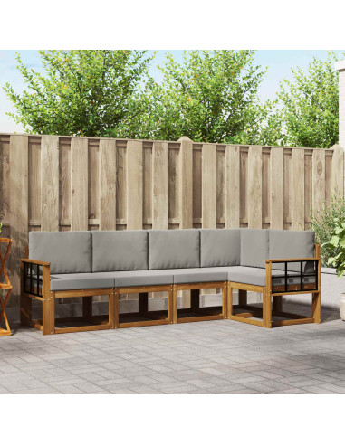 Set di divani con cuscino 5 pcs Grigio Naturale e Chiaro