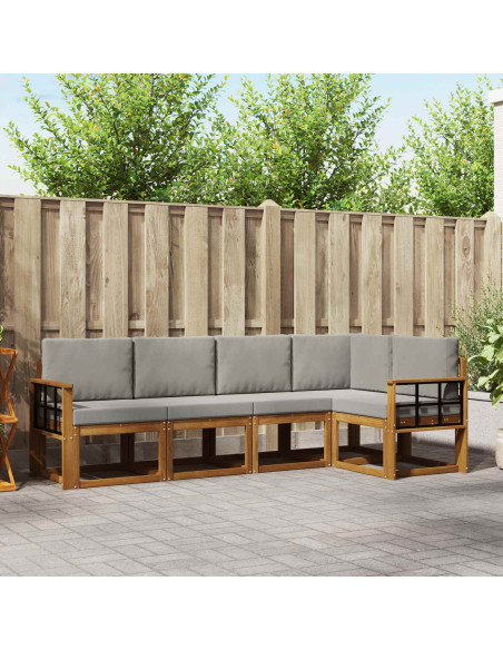 Set di divani con cuscino 5 pcs Grigio Naturale e Chiaro