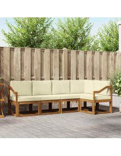 Set di divani con cuscino 5 pcs Naturale e Crema