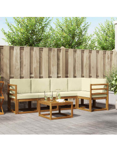 Set di divani da esterno con cuscino 6 pcs Naturale e Crema