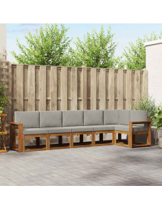 Set di divani da esterno 6 pcs Grigio Naturale e Chiaro