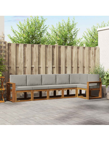 Set di divani da esterno 6 pcs Grigio Naturale e Chiaro