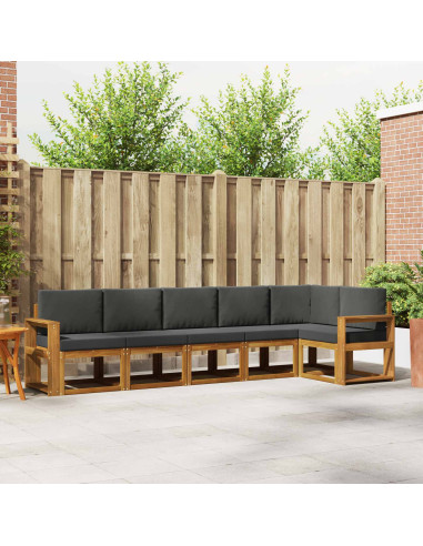 Set di divani da esterno con cuscino 6 pcs Naturale e Antracite