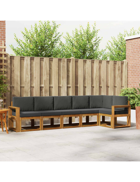Set di divani da esterno con cuscino 6 pcs Naturale e Antracite