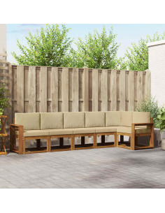 Set di divani da esterno con cuscino 6 pcs Naturale e Beige