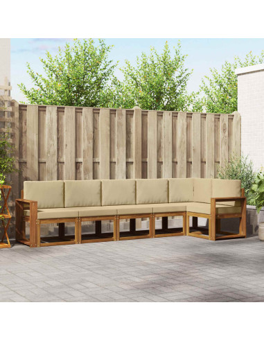 Set di divani da esterno con cuscino 6 pcs Naturale e Beige