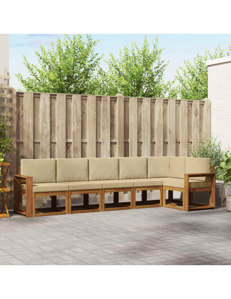 Set di divani da esterno con cuscino 6 pcs Naturale e Beige