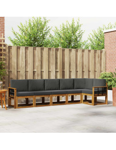 Set di divani da esterno con cuscino 6 pcs Naturale e Antracite
