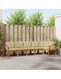 Set di divani da esterno con cuscino 6 pcs Naturale e Beige