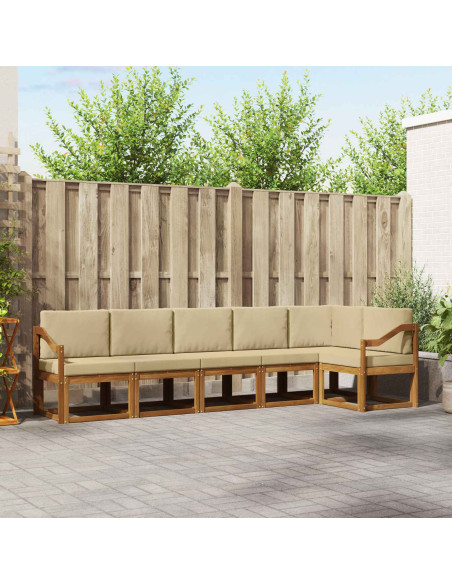 Set di divani da esterno con cuscino 6 pcs Naturale e Beige