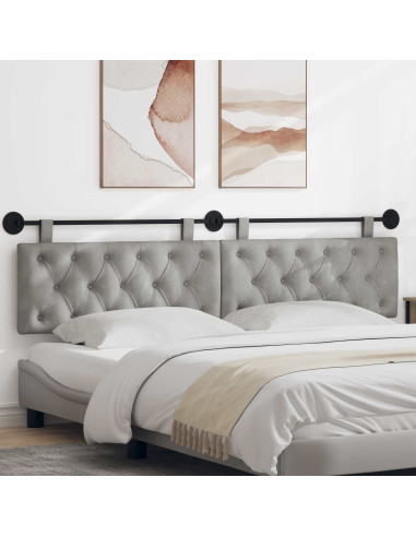 Testata appesa Grigio chiaro 210 x 55 x 7 cm Velluto