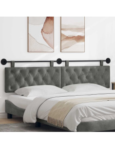 Testata appesa Grigio scuro 210 x 55 x 7 cm Velluto