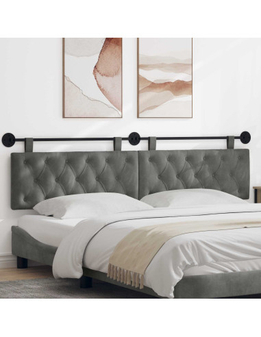 Testata appesa Grigio scuro 210 x 55 x 7 cm Velluto