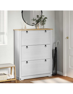 Mobile per scarpe Corona Bianco 99 x 32 x 122 cm Pino massello