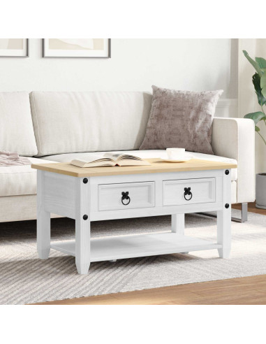 Tavolino da salotto Bianco 85 x 50 x 45 cm Pino massello