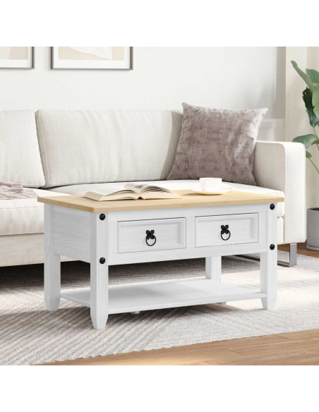 Tavolino da salotto Bianco 85 x 50 x 45 cm Pino massello