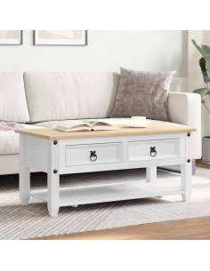 Tavolino da salotto Bianco 100 x 48 x 45 cm Pino massello