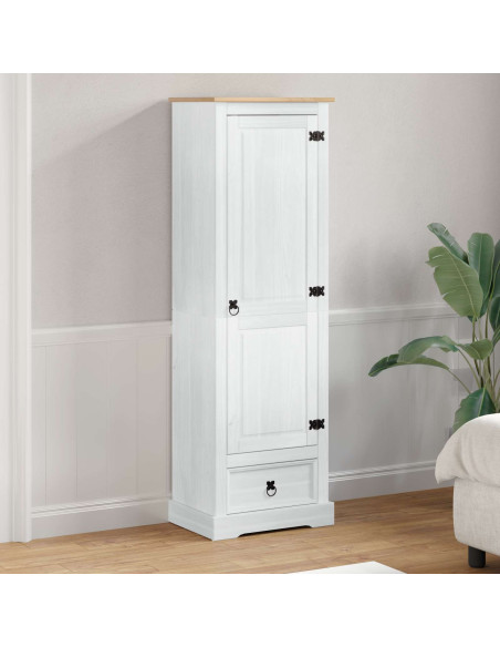 Armadi con cassetto Bianco 55 x 38 x 170 cm Pino massello
