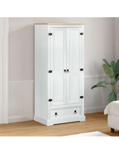 Armadi con cassetto Bianco 76 x 50 x 170 cm Pino massello
