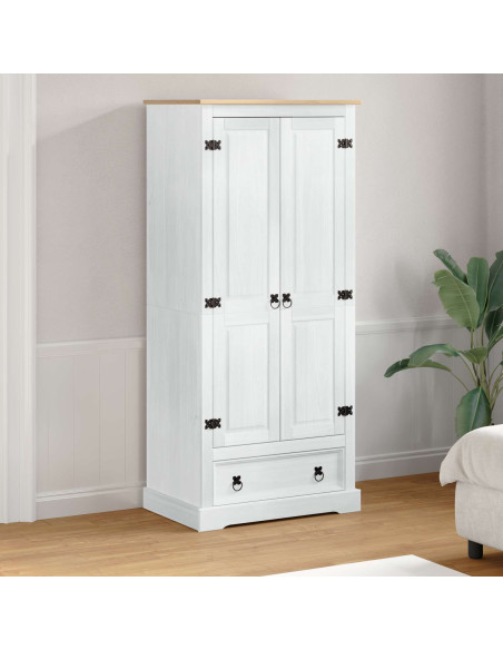 Armadi con cassetto Bianco 76 x 50 x 170 cm Pino massello