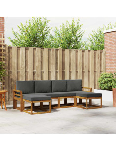 Set di divani da esterno con cuscino 6 pcs Naturale e Antracite
