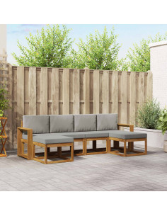 Set di divani da esterno 6 pcs Grigio Naturale e Chiaro
