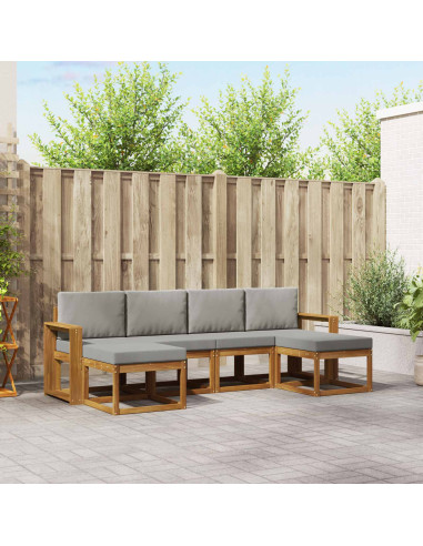 Set di divani da esterno 6 pcs Grigio Naturale e Chiaro