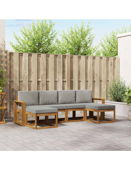 Set di divani da esterno 6 pcs Grigio Naturale e Chiaro