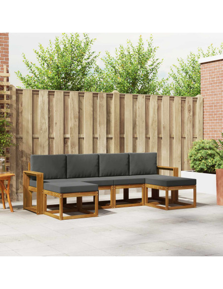 Set di divani da esterno con cuscino 6 pcs Naturale e Antracite