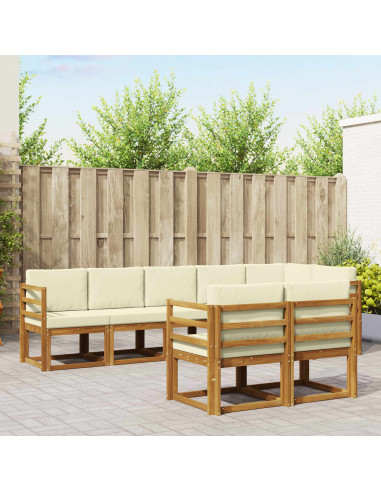 Set di divani da esterno con cuscino 8 pcs Naturale e Crema