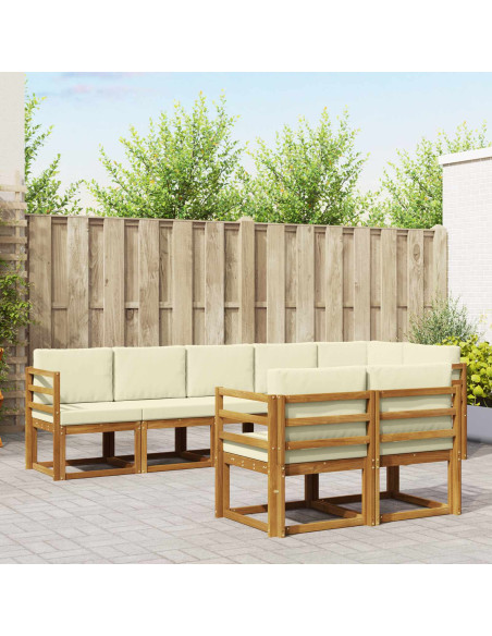 Set di divani da esterno con cuscino 8 pcs Naturale e Crema