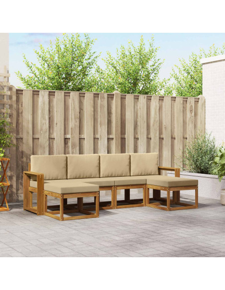 Set di divani da esterno con cuscino 6 pcs Naturale e Beige