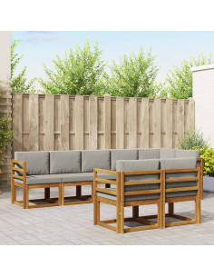 Set di divani da esterno 8 pcs Grigio Naturale e Chiaro
