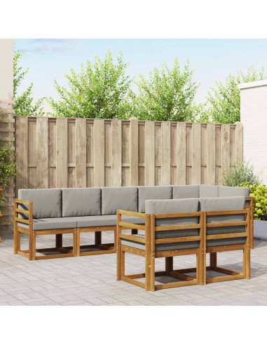 Set di divani da esterno 8 pcs Grigio Naturale e Chiaro