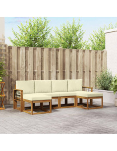 Set di divani da esterno con cuscino 6 pcs Naturale e Crema