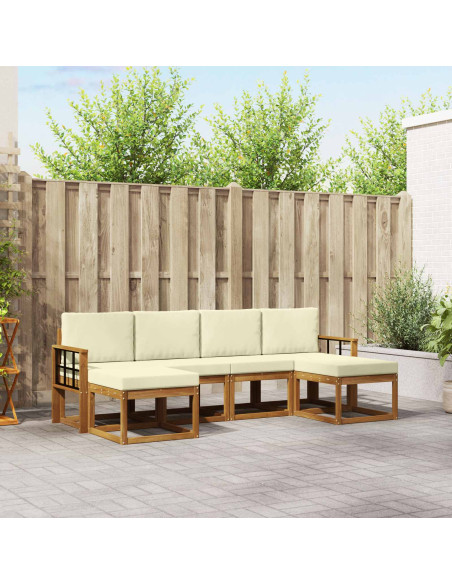 Set di divani da esterno con cuscino 6 pcs Naturale e Crema