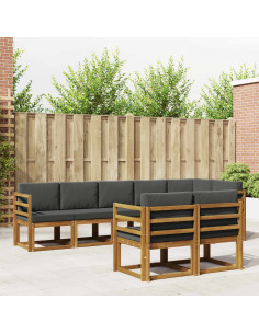 Set di divani da esterno con cuscino 8 pcs Naturale e Antracite