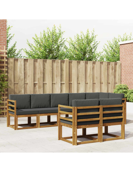 Set di divani da esterno con cuscino 8 pcs Naturale e Antracite