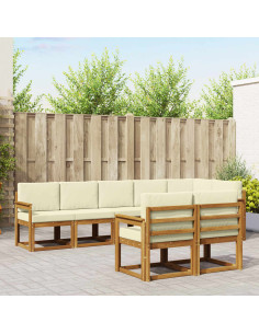 Set di divani da esterno con cuscino 8 pcs Naturale e Crema
