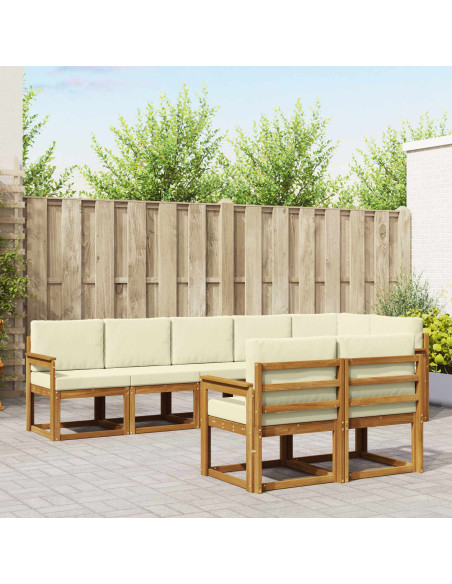 Set di divani da esterno con cuscino 8 pcs Naturale e Crema