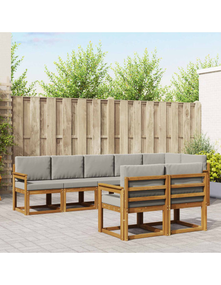 Set di divani da esterno 8 pcs Grigio Naturale e Chiaro